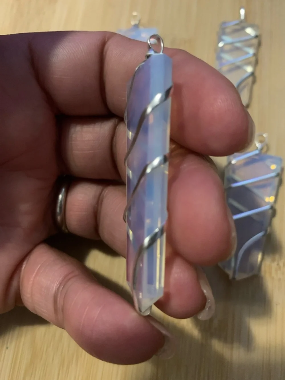 New Halo Opal Pendant  Lot with Silver Wire Wrap - Picture 3 of 4